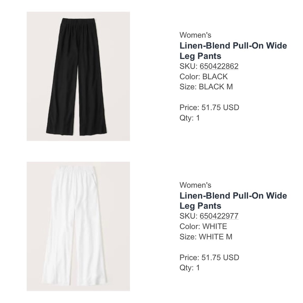 White- Abercrombie and Fitch wide leg linen blend pants in white